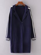 Shein Navy Striped Raglan Sleeve Sweater Coat