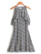 Shein Calico Print Tie Back Ruffle A Line Dress