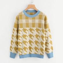 Shein Contrast Trim Mixed Print Jumper