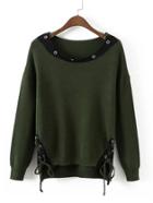 Shein Contrast Tape Lace Up Side Knitwear