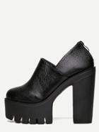 Shein Black Back Zipper Platform Ankle Shoes