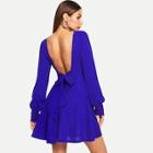 Shein Knot Backless Sweetheart Solid Dress