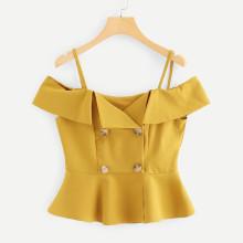 Shein Ruffle Hem Double Breasted Cami Top