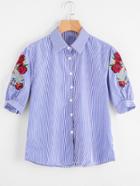 Shein Symmetrical Embroidered Puff Sleeve Shirt