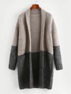 Shein Contrast Ribbed Knit Longline Cardigan