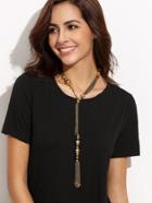Shein Gold Metal Tassel Long Chain Necklace