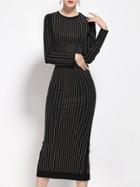 Shein Black Sequined Long Sheath Dress