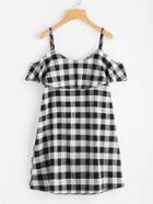 Shein Checkered Frill Trim Dress