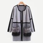 Shein Contrast Faux Fur Pocket Front Cardigan