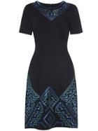 Shein Black Gauze Embroidered Shift Dress