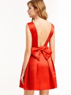 Shein Red Open Back Bow Detail Party Dress