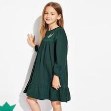 Shein Toddler Girls Ruffle Hem Embroidered Dress