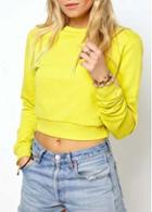 Rosewe Shiny Yellow Cotton Short Sweats With Round Neck