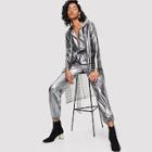 Shein Plaid Belted Rain Coat