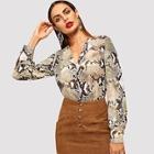 Shein Snake Print Single Breasted Blouse