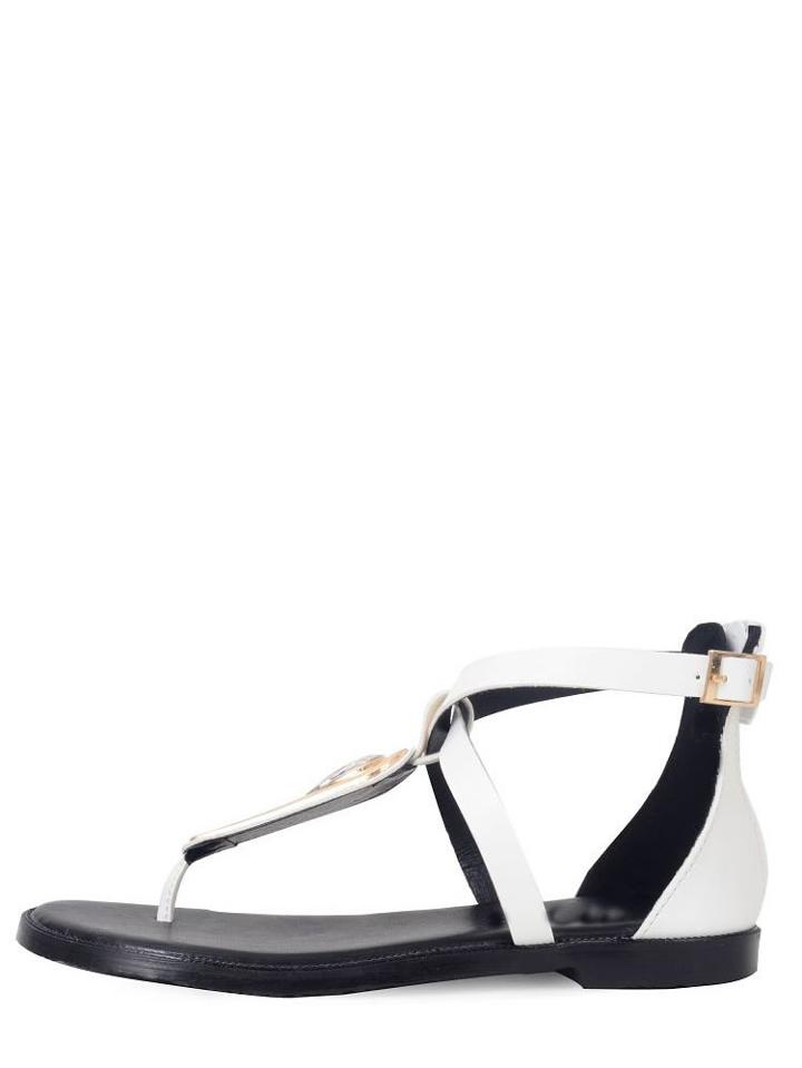 Shein White Rhinestone Gladiator Thong Sandals