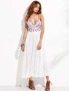 Shein White Geometric Print Cutout Cami Dress