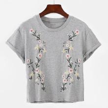 Shein Embroidery Marled Knit Tee