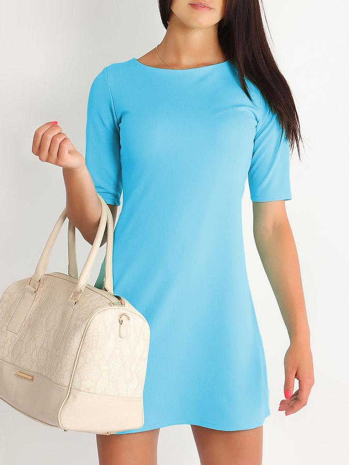 Shein Blue Half Sleeve Straight Dress