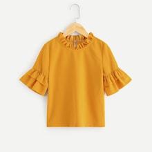 Shein Girls Frilled Neckline Flounce Sleeve Top