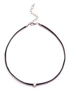 Shein Black Faux Leather Metal Bead Choker Necklace