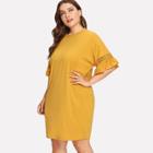 Shein Plus Hollow Out Flounce Sleeve Dress