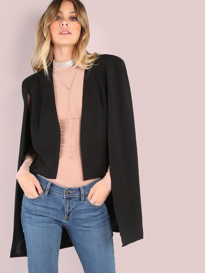 Shein Vest Cape Blazer Black