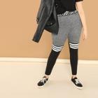 Shein Plus Color Block Letter And Striped Leggings