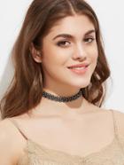 Shein Black Tone Crystal Inlaid Choker Necklace
