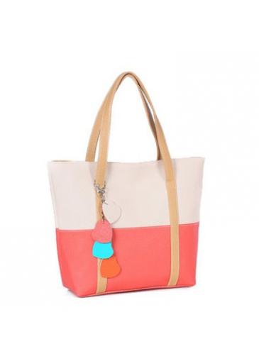 Rosewe Color Block Zipper Closure Pu Tote Bag