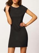 Shein Black Round Neck Cap Sleeve Slim Dress