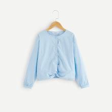 Shein Girls Button Up Twist Detail Shirt