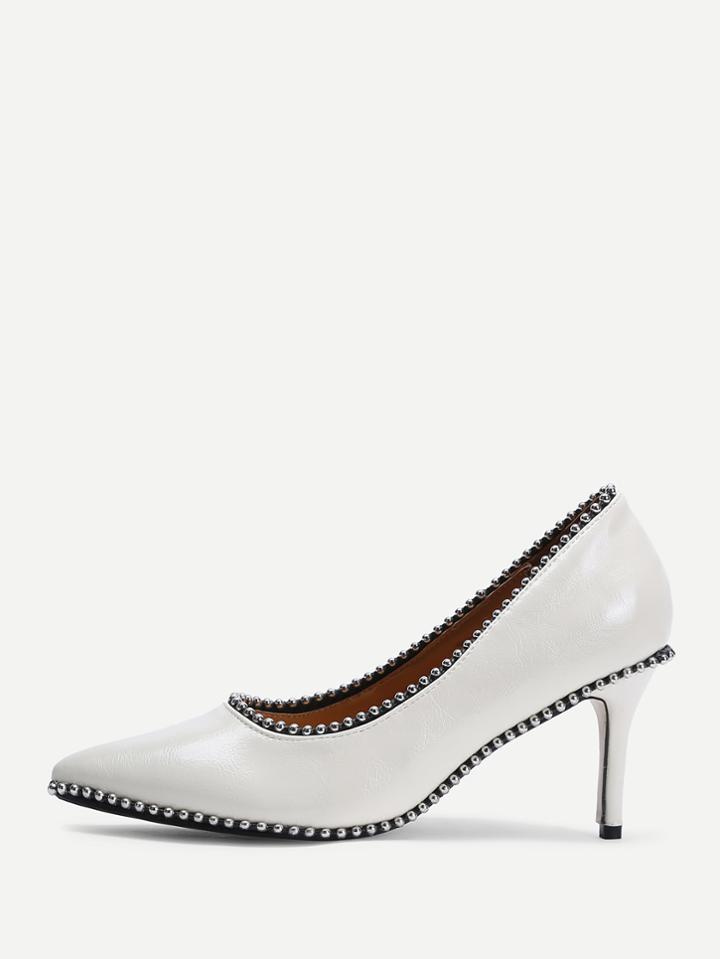 Shein Beaded Detail Pointed Toe Stiletto Pumps