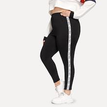 Shein Plus Letter Print Side Pants