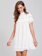 Shein Band Collar Frill Detail Dress