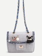 Shein Cute Grey Faux Leather Box Bag With Chain Strap