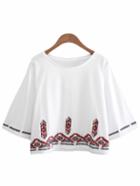 Shein White Bell Sleeve Arrow Print T-shirt