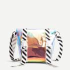 Shein Foldover Iridescence Bag With Striped Strap