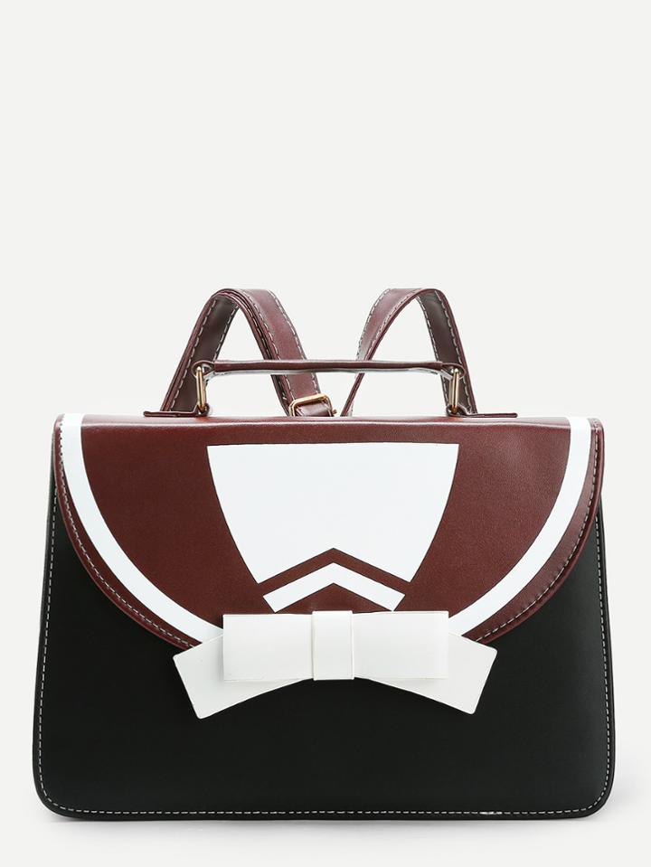 Shein Bow Tie Design Pu Backpack
