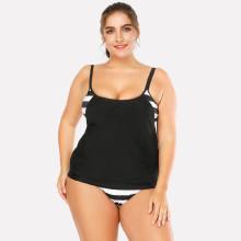 Shein Plus Adjustable Straps Striped Tankini Set