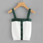 Shein Contrast Trim Single Breasted Knit Top