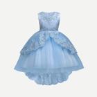 Shein Toddler Girls Appliques & Rhinestone Detail Dip Hem Dress