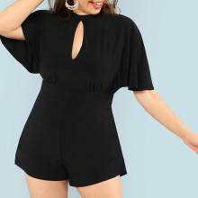 Shein Plus Keyhole Front Open Back Flutter Sleeve Romper