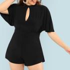 Shein Plus Keyhole Front Open Back Flutter Sleeve Romper