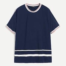 Shein Men Striped Trim Ringer Tee