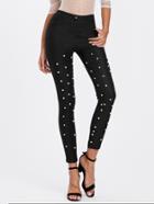Shein Faux Pearl Decoration Skinny Jeans