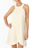 Rosewe Laconic Round Neck Off The Shoulder High Low Dress