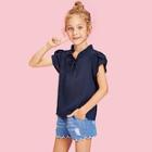 Shein Girls Frilled Collar And Cap Sleeve Top