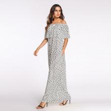 Shein Off-shoulder Dot Print Longline Dress
