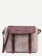 Shein Grey Contrast Flap Dual Buckled Strap Messenger Bag